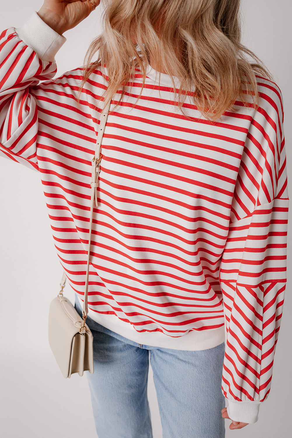 Stripe Drop Shoulder Crewneck Sweatshirt