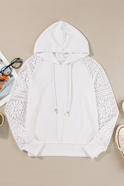 Lace Patchwork Sleeve Hoodie