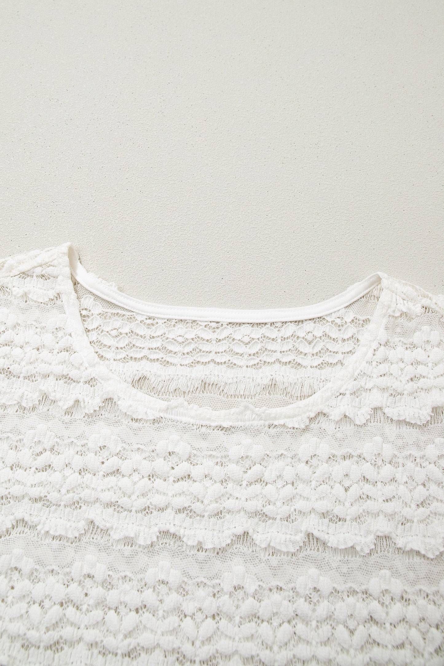 Solid Sheer Lace Short Sleeve Top