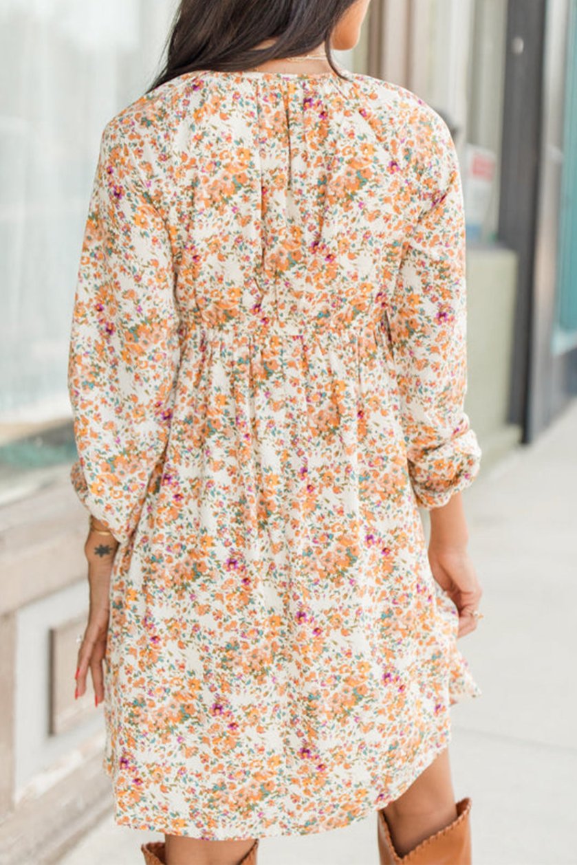 Boho Floral Empire Waist Mini Dress