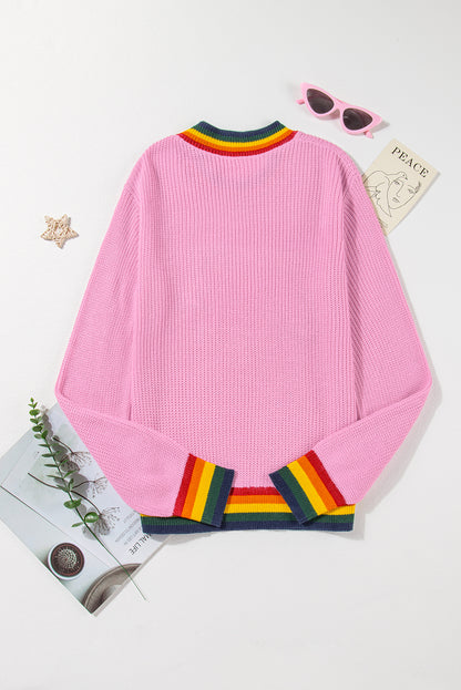 Christmas Merry & Bright Stripe Trim Sweater