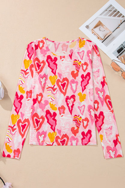 Valentine Heart Mesh Long Sleeve Top