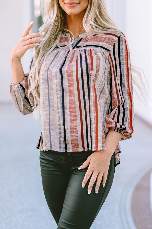 Stripe 3/4 Sleeve Blouse