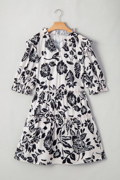 Plus Size Floral Short Sleeve Mini Dress