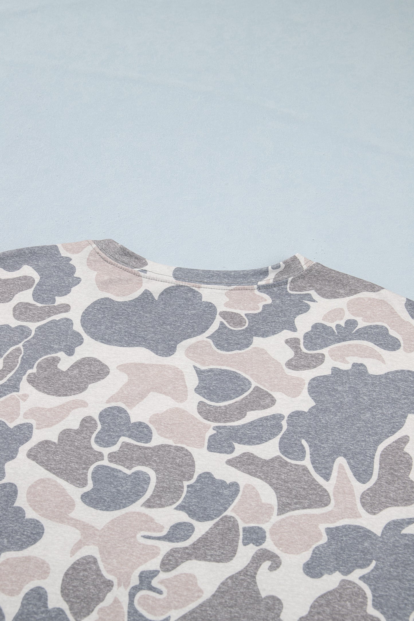Camo Short Sleeve Drop Shoulder Side Slit Dress