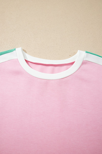 Stripe Trim T-Shirt & Drawstring Shorts Set
