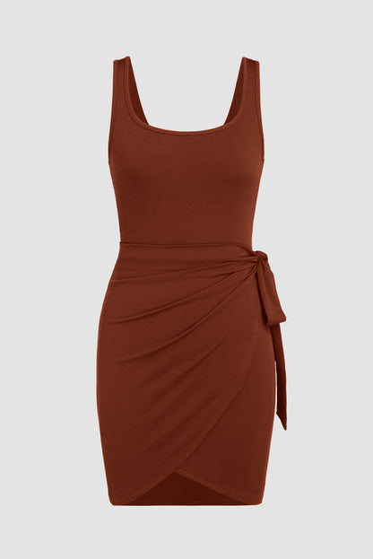 Wrap Side Sleeveless Mini Dress