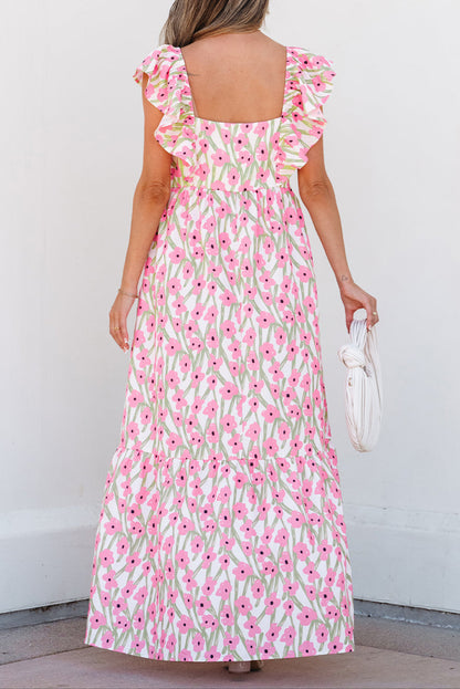 Floral Square Neck Maxi Dress