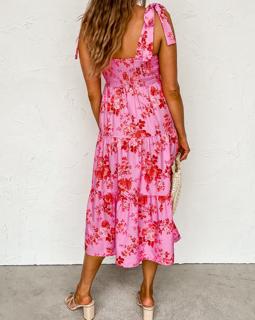 Floral Tie Shoulder Straps Dress