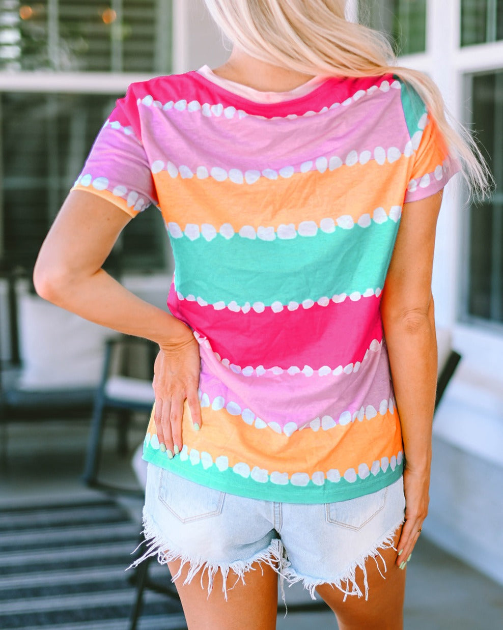 Colorblock Stripe V-Neck T-Shirt