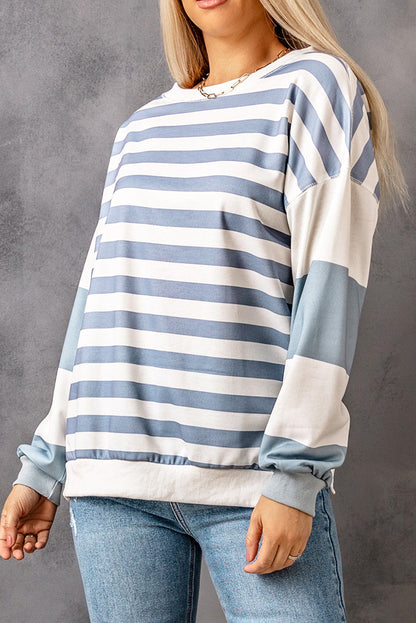 Stripe Drop Shoulder Pullover Sweatshirt