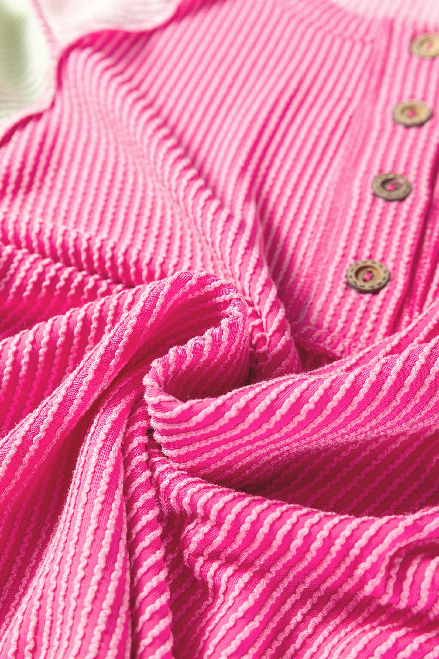 Colorblock Corded Knit Patchwork Henley Tee