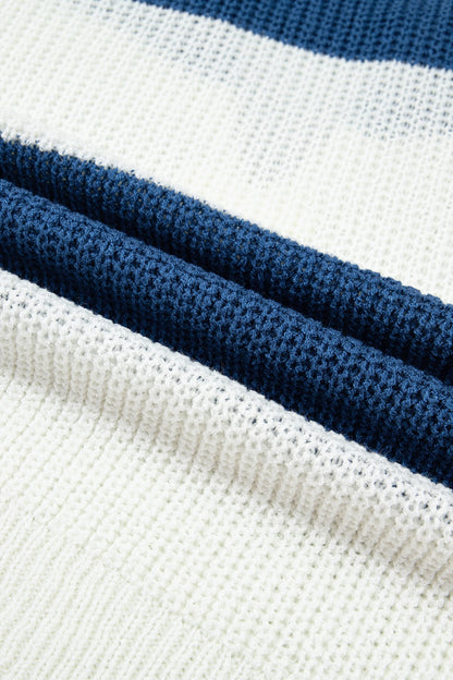 Stripe Colorblock V-Neck Short Sleeve Knit Top