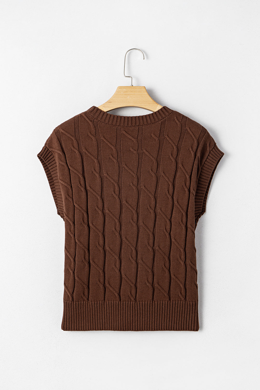 Cable Knit Textured Crew Neck Sweater Top