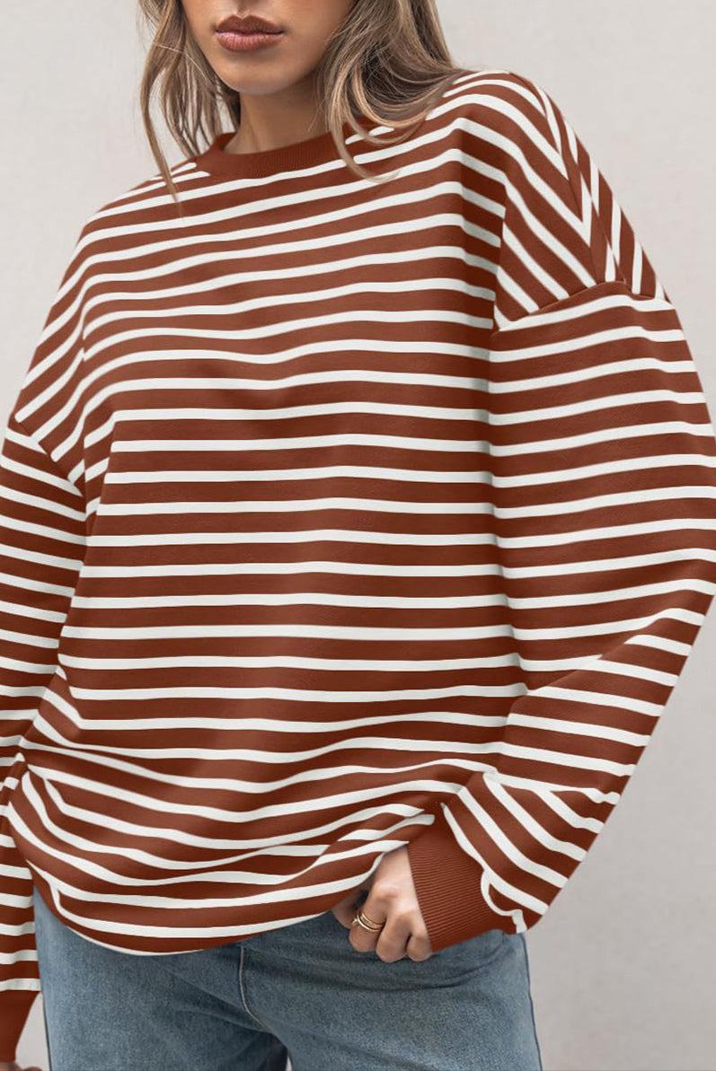 Stripe Long Sleeve Crewneck Top