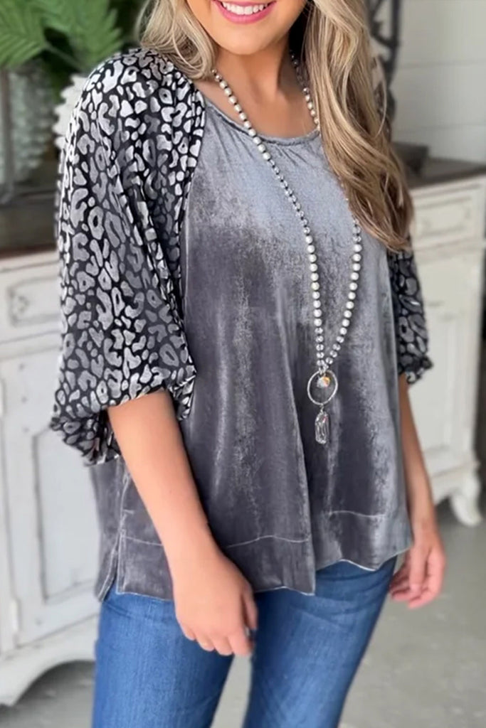 grey velvet blouse