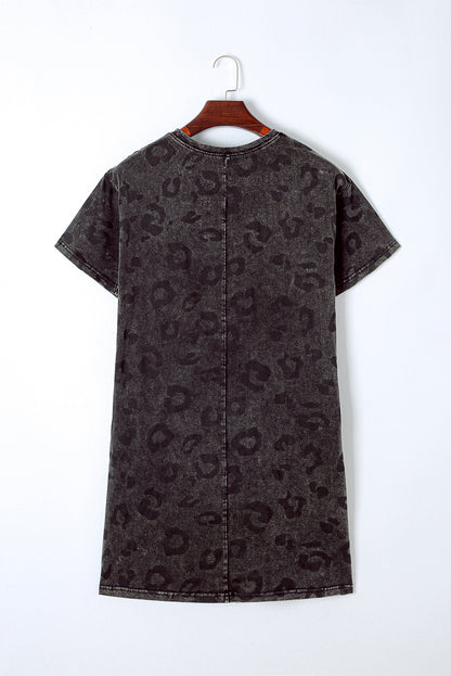 Leopard Pocketed T-Shirt Dress