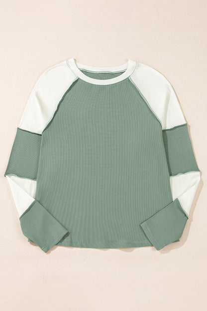 Colorblock Ribbed Long Sleeve Top