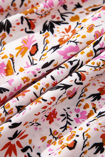 Boho Floral 3/4 Sleeve V‑Neck Maxi Dress