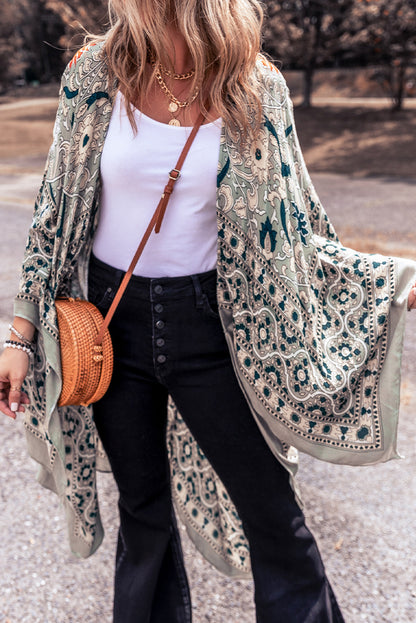 Boho Floral Open Front Kimono