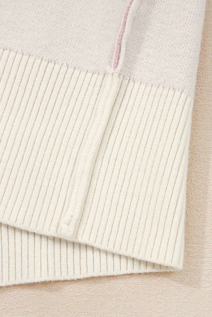 Bow Tie Ribbed Trim Drop Shoulder Sweater