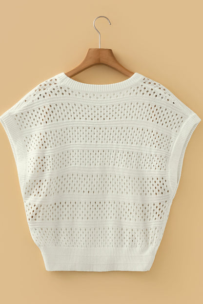 Plus Size Eyelet Hollow Out Dolman Knit Sweater
