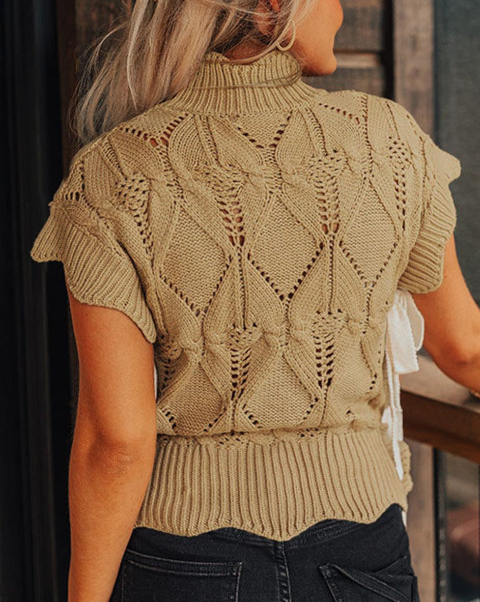 Scallop Edge Mock Neck Sweater