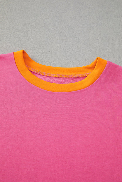 Colorblock Sweatshirt & Loose Pants Set