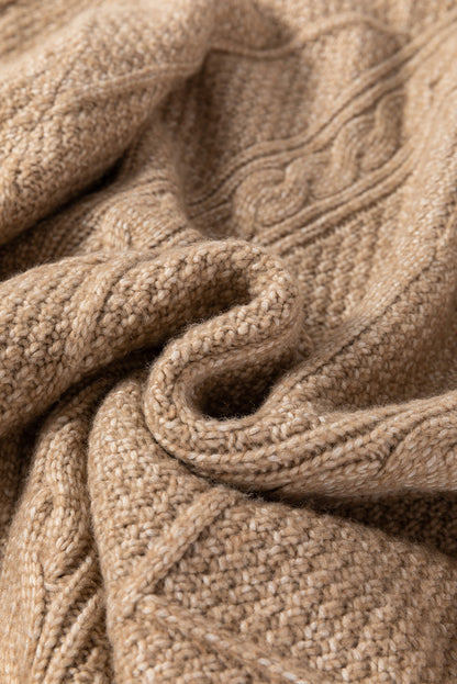 Solid Cable Knit Drop Shoulder Sweater Dress