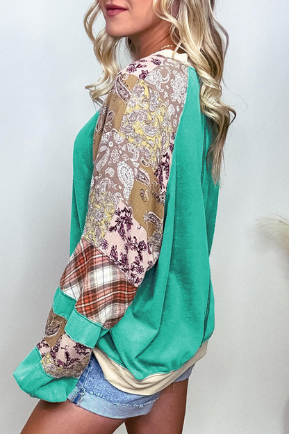 Plaid Paisley Long Sleeve Top