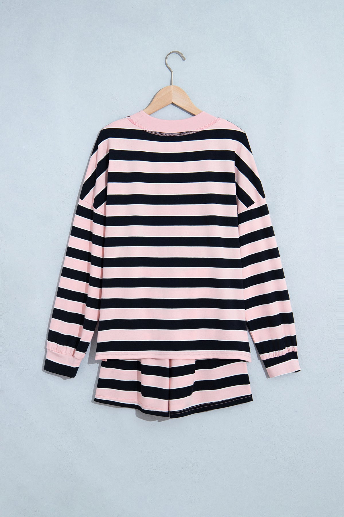 Stripe Oversized Long Sleeve Top & Shorts Set