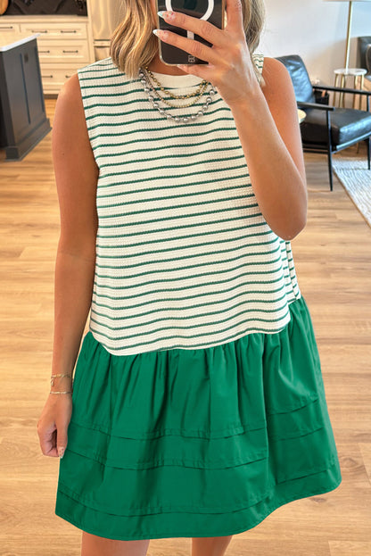 Stripe Tiered Sleeveless Mini Dress