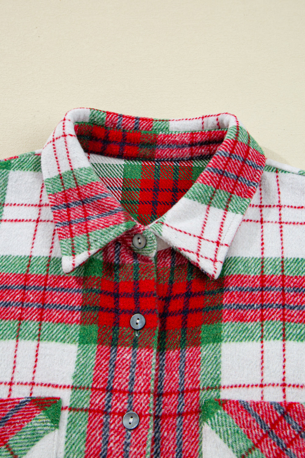 Plaid Flannel Buttoned Christmas Shacket