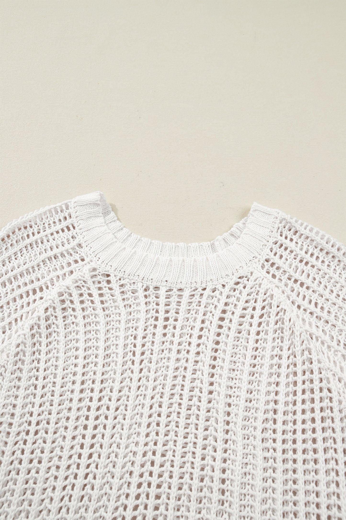 Plus Size Crochet Bow Tie Short Sleeve Sweater