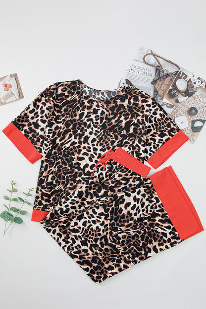 Leopard Colorblock Top and Pants Set