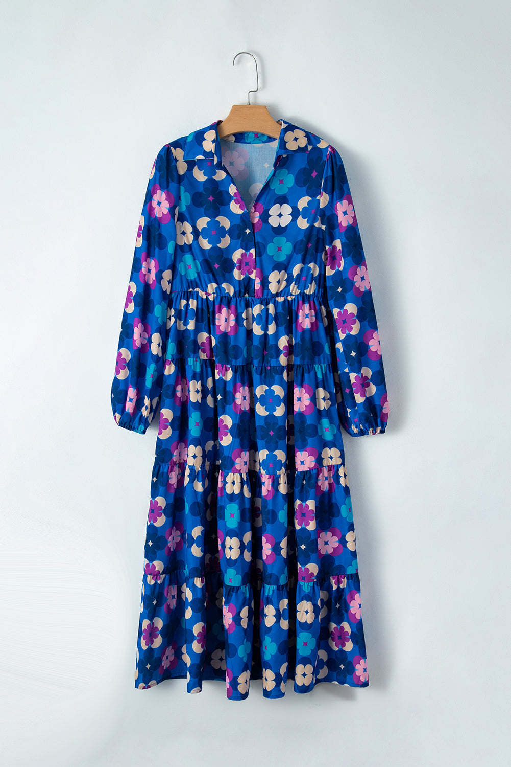 Floral Peasant Sleeve Midi Dress