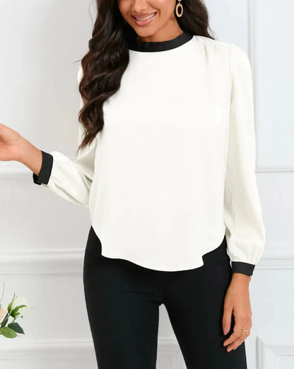 Colorblock Bow Tie Blouse