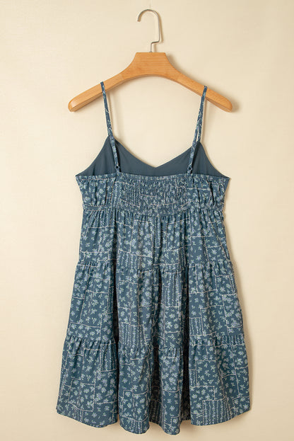 Floral Knot Spaghetti Straps Flared Dress