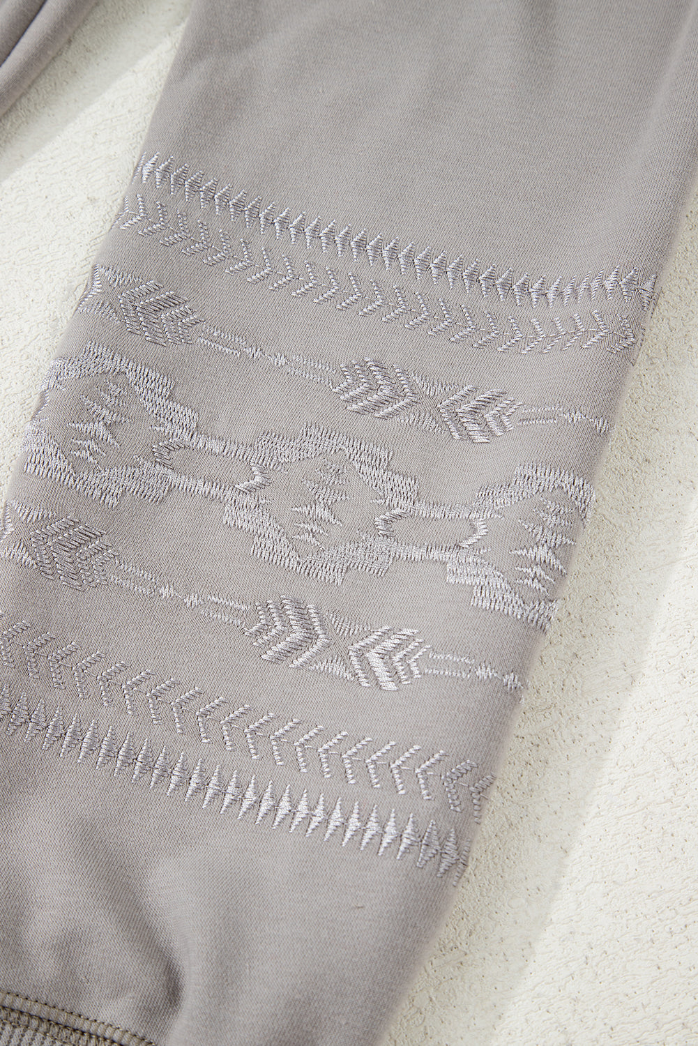 Western Aztec Embroidered Sleeve V-Neck Sweatshirt