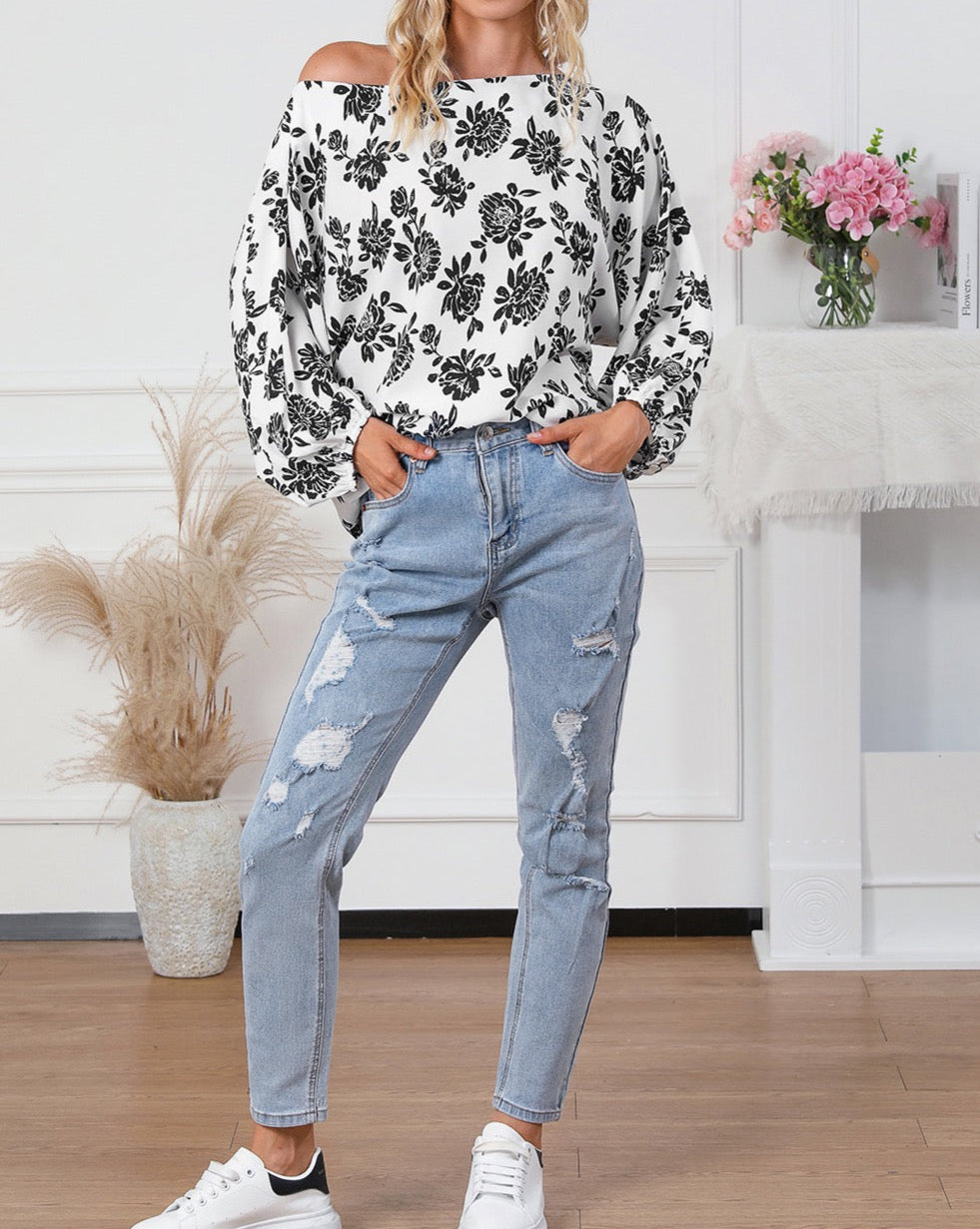 Floral Cold Shoulder Blouse