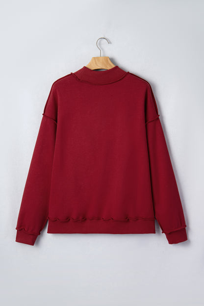 Solid Reversible Mock Neck Oversized Sweatshirt