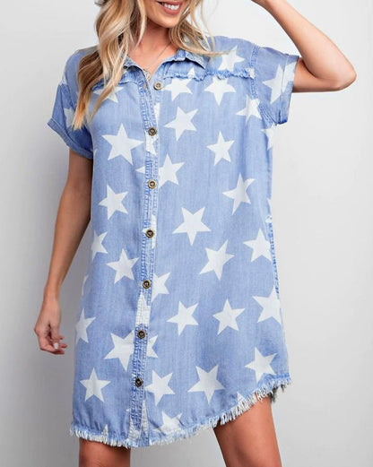 Star Denim Raw Edge Dress