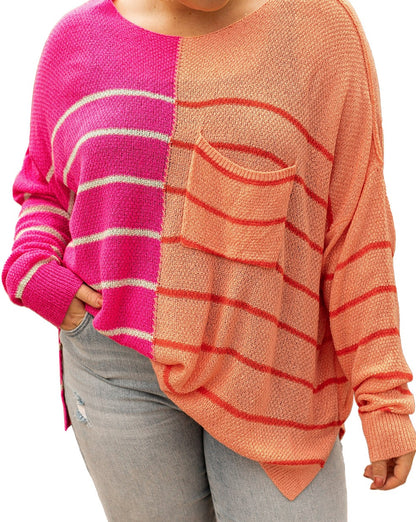 Colorblock Stripe Sweater Plus Size