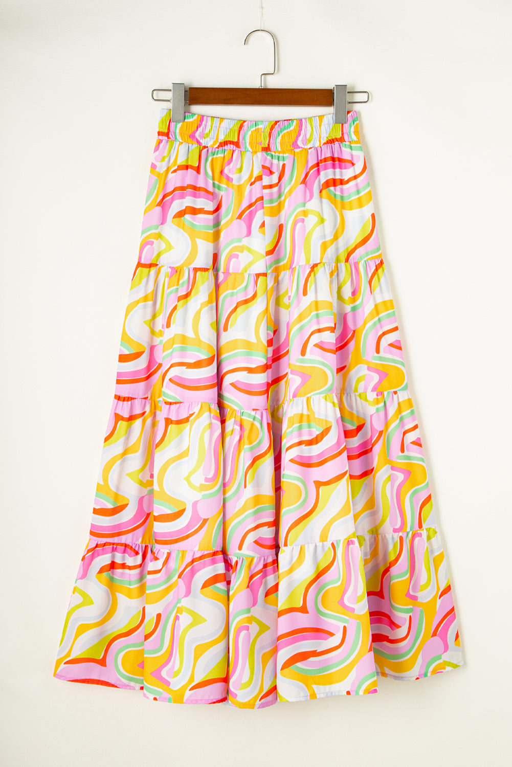 Abstract Tiered Flowy Maxi Skirt