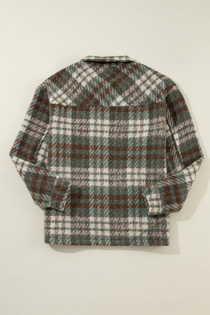 Plaid Collared Button Front Shacket