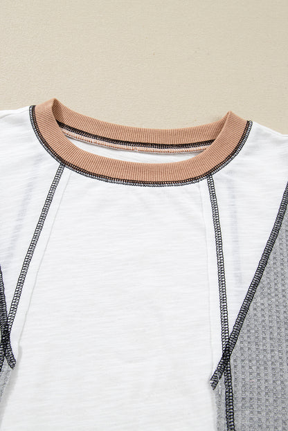 Colorblock Textured Knit Patchwork Top