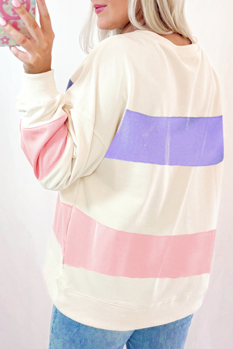 Colorblock Drop Shoulder Crewneck Sweatshirt