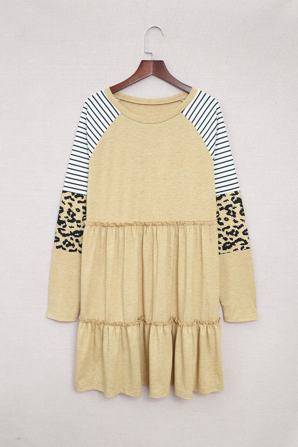 Striped Leopard Long Sleeve Dress