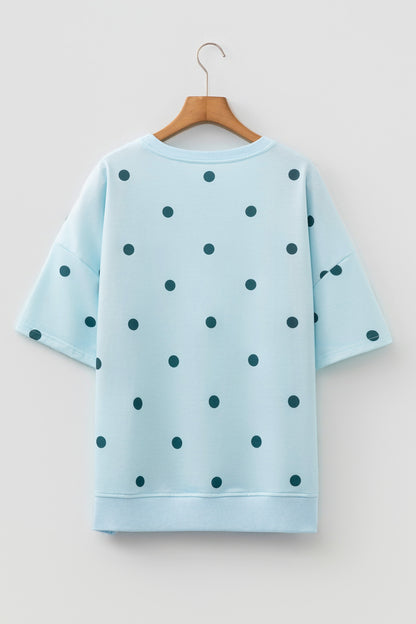 Retro Polka Dot Crossed Seam Oversize Tee