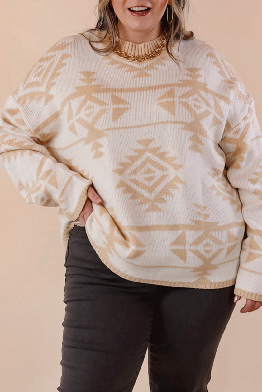 Western Aztec Sweater Plus Size